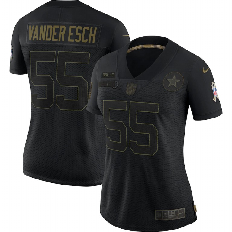 NFL Dallas Cowboys #55 Leighton Vander Esch Nike Women 2020 Salute To Service Limited  Black jerseys->women nfl jersey->Women Jersey